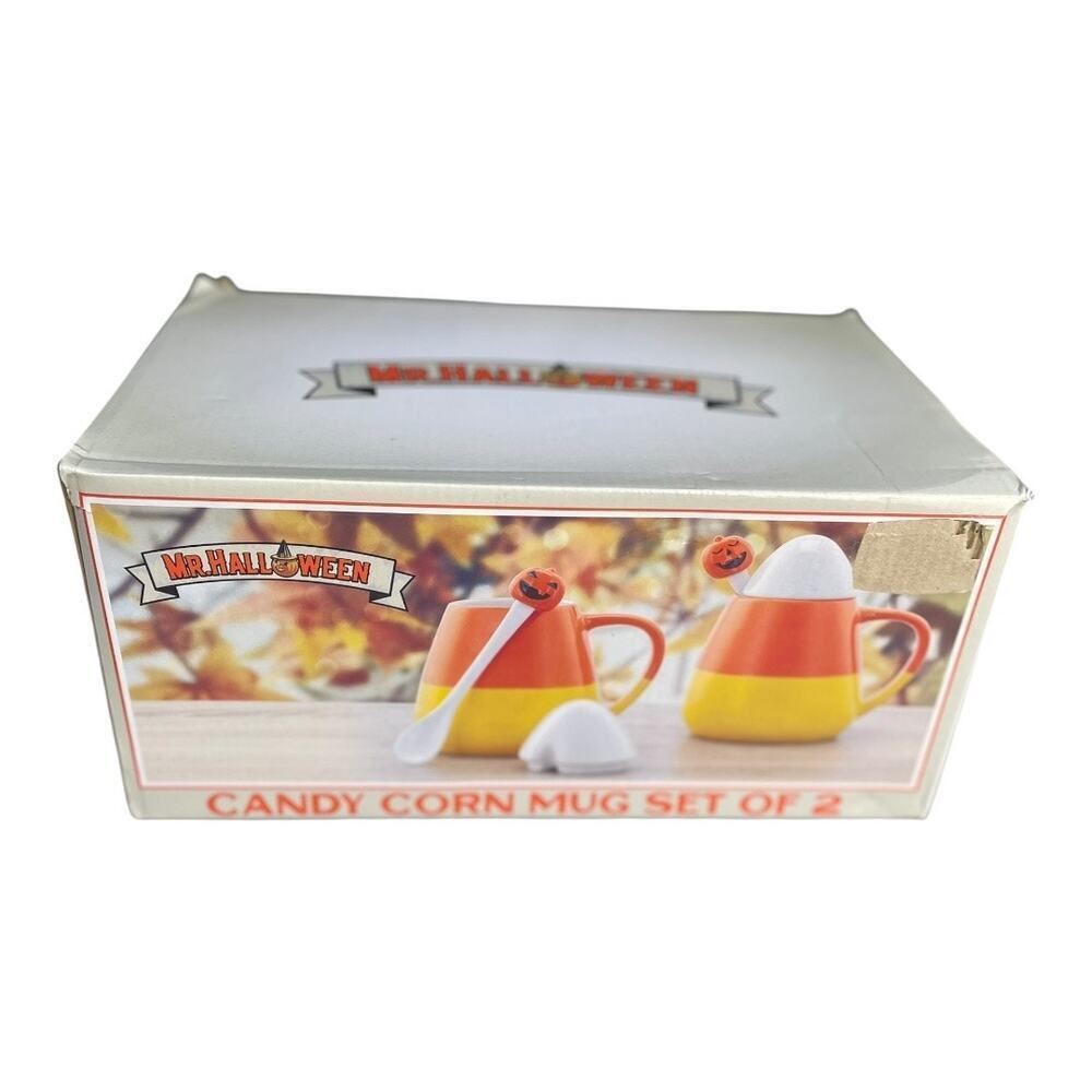 Mr. Halloween Candy Corn Ceramic Mug Set Of 2